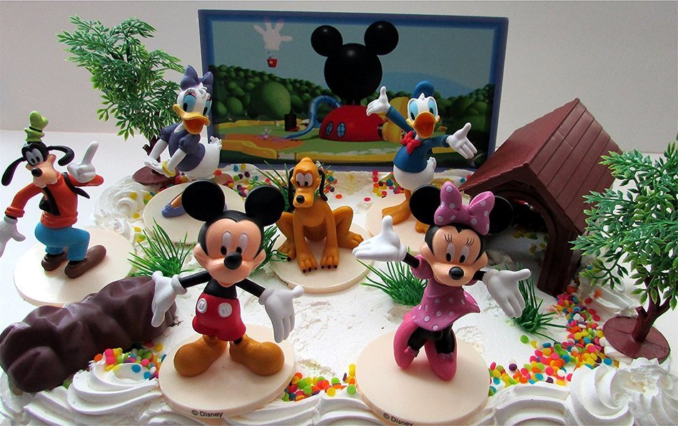 Mickey Mouse Clubhouse Birthday Cake Topper Featuring Mickey Mouse, Minnie Mouse, Donald Duck, Daisy Duck, Goofy... N6