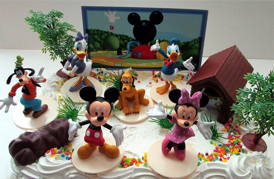 Mickey Mouse Clubhouse Birthday Cake Topper Featuring Mickey Mouse, Minnie Mouse, Donald Duck, Daisy Duck, Goofy... N7