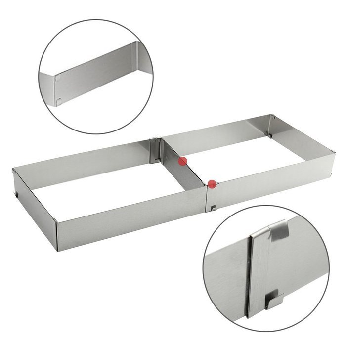 KALREDE Stainless Steel Adjustable Rectangle Mousse Cake Ring Molds Baking Tools N7