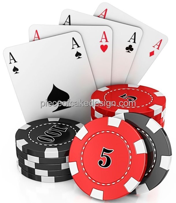 Quantumchaos Media Casino Aces and Poker Chips Birthday Edible Image Cake/Cupcake Topper N2