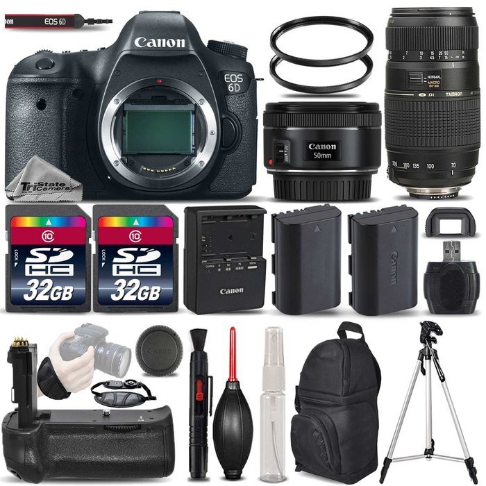 Canon EOS 6D DSLR Camera + Canon EF 50mm 1.8 II Lens + Tamron 70-300mm Lens + 2 Of 32GB Memory Card + Backup Battery...