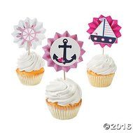Nautical Girl Fan Food Cupcake Picks - 25 ct