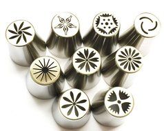 9Snail 9 pcs. Russian Tulip Stainless Steel Icing Piping Nozzles Tips Russia Nozzl DIY Stainless Pastry Tips N2