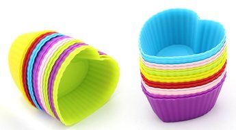 Set of 30 - ZICOME Reusable Heart Shaped Silicone Baking Cups / Cupcake Liners N2