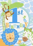 Blue Safari First Birthday Cupcake Kit for 24 N14