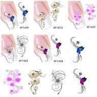 Obula(TM) 1 Sheet Flowers Buterfly Water Transfer Sticker Nail Art Decals Nails Wraps Temporary Tattoos Watermark...