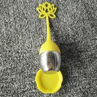 GOOTRADES Lotus Shaped Stainless Steel Tea Infuser Teaspoon Silicone Loose Leaf Herb Strainer Filter (Red) N5