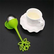 GOOTRADES Lotus Shaped Stainless Steel Tea Infuser Teaspoon Silicone Loose Leaf Herb Strainer Filter (Red) N7