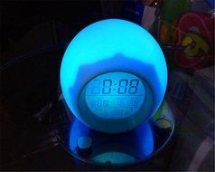 Surborder Shop Cube Colorful Glowing 7 Led Colors Changing Digital Alarm Clock with Time &amp; Date Week &amp; Temperature...