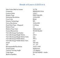 Lenovo 23 Inch LED Lit Monitor Model NO: LI2321swA SN: 3ML0552C50G1186 N2