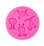 Yunko 4 Hole Little Monster Silicone Cake Decorating Fondant Mold Chocolate Candy Gum Cupcake Mold