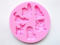 Wocuz W0184 6 Capacity of Dogs Shape Silicone Candy Fondant Chocolate Accessory Mold Cake Decoration