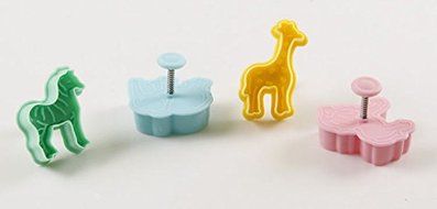 Y&amp;Y Star 4pcs of 3D Animals Set (Lion Elephant Deer Zebra) Plunger Cutter Cake Decorating Fondant Embossing Too... N2