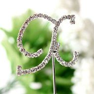26 English Letters Monogram Decor Crystal Rhinestone Cake Topper Decoration for Birthday Party Wedding - Silver... N22