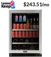 14 Bottle Dual Zone Wine Refrigerator Finish: Black Cabinet With Black Overlay Door, Hinge Location: Left, Lock...
