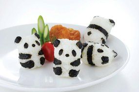 CuteZCute Fun Rice Mold Onigiri Shaper and Dry Roasted Seaweed Cutter Set, Baby Panda N2