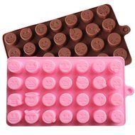JLHua 28-cavity Emoji Emotion Cake Mold Smiley Chocolate Candy Baking Mould Chocolate+Pink, 2 Pack