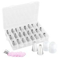 GDEALER Cake Decorating Tips Sets Professional 26-Pack Icing Tip Set Tools Kits Stainless Steel, with 2 Reusable...