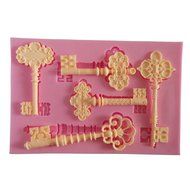 Wocuz W0715 Silicone 5 Key Shapes Fondant Mold Candy Making Mould for Cake Embossing Decoration
