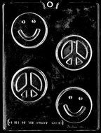 Smiley Face Peace Sign Chocolate Bar Teenage Birthday Party Favor Chocolate Soap Mold Mould Ships Same Day m300