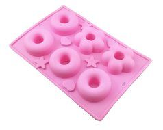 yueton 6 Cavity Silicone Donut Pan Tray with Heart and Star Mold, Doughnut Maker, DIY Baking Tool Biscuit Cookie... N4