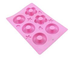 yueton 6 Cavity Silicone Donut Pan Tray with Heart and Star Mold, Doughnut Maker, DIY Baking Tool Biscuit Cookie... N6