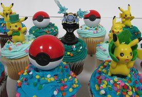 POKEMON GO 14 Piece Birthday CUPCAKE Topper Featuring Random Pokemon Figures, Poke Balls, and More N6