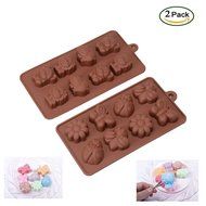Bondream 2 Pack Silicone Chocolate Candy Mold,Ice Molds,Soap Molds,Cake Baking Mold,16-Cavity-Animal Theme Molds-Lion...