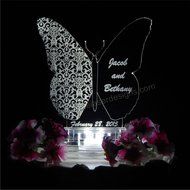 Butterfly Shape Lighted Wedding Cake Topper Acrylic Cake Top Personalized Engraved N3