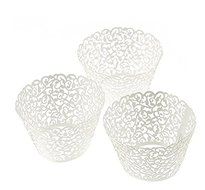 Youbedo White Cupcake Wrappers Paper Cups Little Vine Lace Little Cake Case Trays Food Decoration (100pcs)