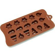Freshware CB-604BR 16-Cavity Silicone Christmas Tree, Ornament and Star Chocolate, Candy and Gummy Mold