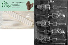Cybrtrayd 45St50-T034 Indian Lolly Thanksgiving Chocolate Candy Mold with 50-Pack 4.5-Inch Lollipop Sticks
