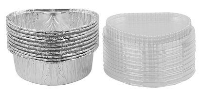 Aluminum Foil Cups Cordate 3-5/8&quot; For Muffin Cupcake Baking Baking Cups With Lids 10 Sets N2