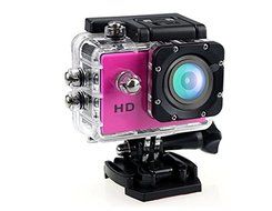 ADMOMON 30M Waterproof 2&quot; 90&deg; Wide Angle Lens HD 720P Sports Mini Video Camera with Card Slot (Pink)