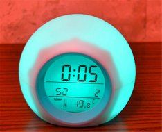 Surborder Shop Cube Colorful Glowing 7 Led Colors Changing Digital Alarm Clock with Time &amp; Date Week &amp; Temperature... N2