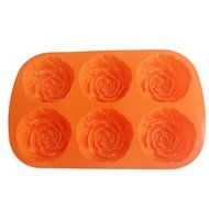 WBSEos 6 Cavity Rose Shape Silicone Mold for Candy,Ice,Soap,Cupcake,Bread, Cube DIY Baking Trays Chocolate Jelly... N5