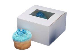 Darice 1404-282, Pastry Box with Window, 4-Piece package 6-Inch-by-6-Inch-by-3-1/2-Inch N2