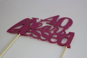 All About Details Pink 40-Years-Blessed Cake Topper