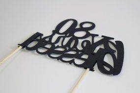 All About Details Black 80-Years-Blessed Cake Topper N4