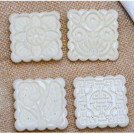 FUJINET Hand-Pressure Moon Cake Molds for Pastry DIY Baking Cookies - Square Plants Floral Pattern 1 Set with... N5