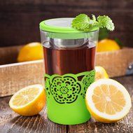 Silibake Loose Leaf Tea Infuser Brewing System Cup with Removable Stainless Steel Steeper Strainer Basket N6