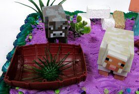 13 Piece MINECRAFT Themed Birthday Cake Topper Set Featuring Minecraft Characters and Decorative Themed Accessories N7