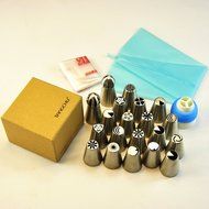 TANGCHU Russian Piping Tips 28PCS/SET Stainless Steel Large Size Icing Syringe Set Ball Nozzles DIY Coupler Nozzle... N23