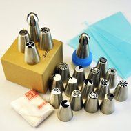 TANGCHU Russian Piping Tips 28PCS/SET Stainless Steel Large Size Icing Syringe Set Ball Nozzles DIY Coupler Nozzle... N24