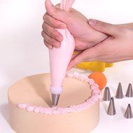 Cake Decorating Tips Set for Icing Piping Bags Reusable Coupler Flower Nail Storage Case, 28 Piece Stainless Steel... N2