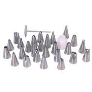 Cake Decorating Tips Set for Icing Piping Bags Reusable Coupler Flower Nail Storage Case, 28 Piece Stainless Steel... N3