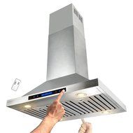 AKDY 30" Stainless Steel Island Mount Dual LED Touch Control Panel Kitchen Range Hood w/ Remote AZ-B02-IS-75