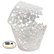 100pcs Cupcake Wrappers - White Shimmering Decorative Vine Lace Liner Wrapper by Ultimate Hostess - Versatile... N2