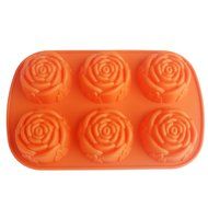 WBSEos 6 Cavity Rose Shape Silicone Mold for Candy,Ice,Soap,Cupcake,Bread, Cube DIY Baking Trays Chocolate Jelly... N7