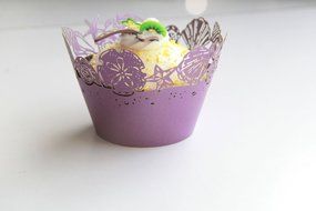 24pcs Sea Shells Seashell Laser Cut Cupcake Wrappers Decoration Wedding Birthday Party Decoration (Purple)